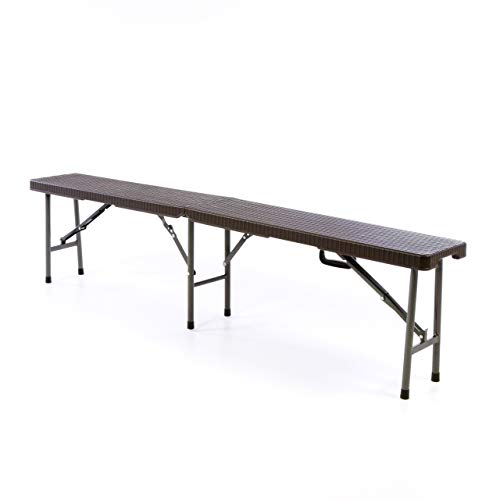 SONLEX Bierbank klappbar Partybank 180 x 25 x 41 cm braun bis 200 kg Gartenbank für 4 Personen Garnitur wetterfest Kunststoff Cover
