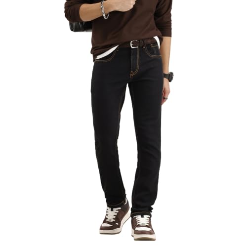 Image of WROGN Men's Cotton Blend Jeans | Solid | Slim Fit