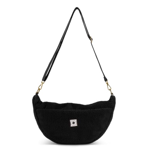 Grünes Glück Teddy Moon Bag LARGE Damen mit Innen & Außentasche | Perfekt als Crossbody Bag mit verstellbarem Gurt | Teddy Tasche Damen auch als Kinderwagen Organizer geeignet
