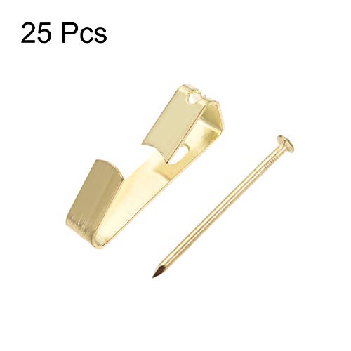 Image of uxcell Picture Hangers with Nails - Photo Frame Hanging Hooks Kit for Wall Mounting - Holds 50 Lbs - 25 Pcs