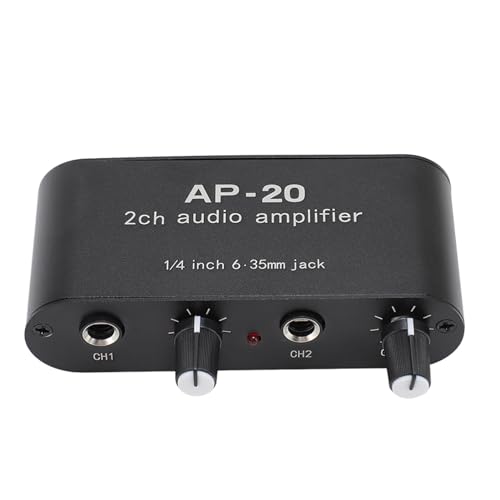 Dual Channel Sound Amplifier, Balanced 1/4 Inch Gain Adjustable Stereo Preamplifier with 6.35mm Input and Output for Instruments, Microphones, Amplifiers
