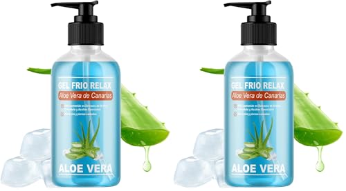 QKnatur - GEL FRIO ALOE VERA DE CANARIAS BIO - Con extracto de Arnica y Calendula. Efecto refrescante y calmante, alivia las piernas cansadas, estimula la circulación (500 ml) (Paquete de 2)