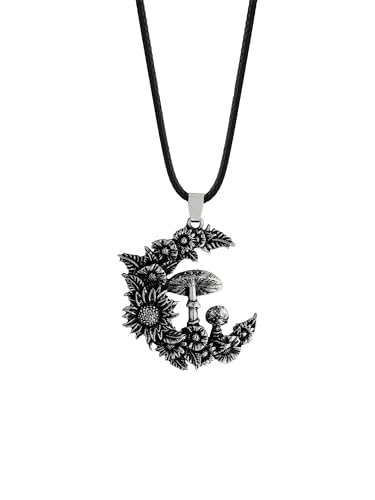 HAQUIL Mushroom Crescent Moon Necklace Simulation Moon Mushroom Pendant Choker for Vegetables Jewelry