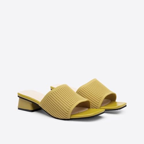 MOUSSE FIT Women's Chunky Knit Square Toe Mule Sandals, Slip-on Summer Footwear2