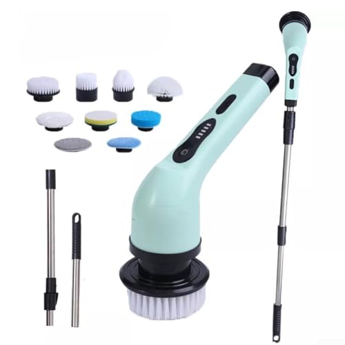 Yhenlovtt Eltric Cleani Brosse nettoyante 9 en 1 avec poignée d'extension, brosse à récurer électrique pour la maison, la voiture, le bar et les planchers de cuisine, affichage numérique, cordon (9 en