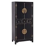 Armario de Madera Negro con 3 cajones y 4 Puertas Oriental de 63x33x131 cm - LOLAhome