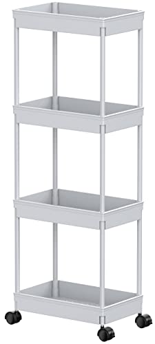 Sooyee 4-Tier Rolling Cart,Utility Carts With Wheels,Cute Room Decor,Organization And Storage For Office,Bedroom,Bathroom, Kitchen, Living Room, Laundry Room,White #TOP30