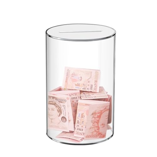 Clear Acrylic Piggy Bank, Unbreakable Piggy Bank Money Box Clear Money Saving Jar for Kids Adults(5.9\" H x 3.54\" D)