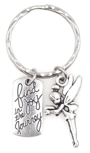 Find Joy in the Journey Graduate Retirement Moving Promotion Teacher Director Coach Inspirational Quote Parting Congrats Accomplishment Gift Pixie Fairy Peter Pan Tinkerbell Tinker Bell Keychain 113E