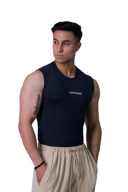 COITONIC Men Compression Sleeveless Round Neck T-Shirt for Gym and Sports Wear-picture-10