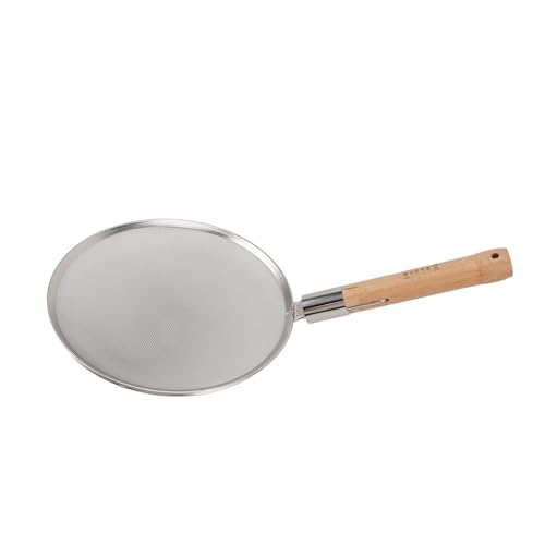 Fdit Cuillère D'écumoire en Acier Inoxydable, Ensemble de 3 Cuillères D'écumoire à Mailles Fines avec Long Manche en Bois pour la Cuisson, la Friture et L'égouttage des (30 cm/11,8 pouces de diamètre)