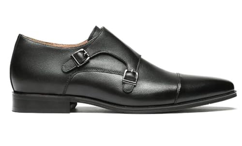 Fashion Tailored - Double Monk Strap Leather Shoes for Men | Almond Toe - Dress Shoes for Church & Formal Events