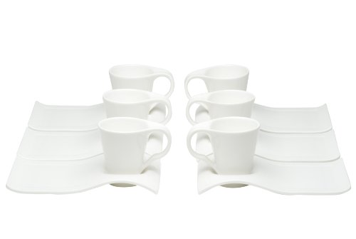 Red Vanilla Fare Espresso Cups And Saucers, 4-Ounce, Set of 6
