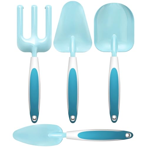 Yardwe Kids Metal Gardening Tool Set Small Size Indoor Garden Hand Tool includes Rake Fork and Shovels Little Gardener Gardening Trowel