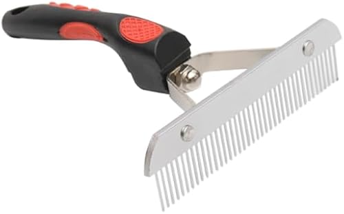 Big Dog Hair Combs Stainless Steel Pet Grooming Rake Comb Rubber Handle Hairdressing Brush Tool, Size: 17.0x16.0cm
