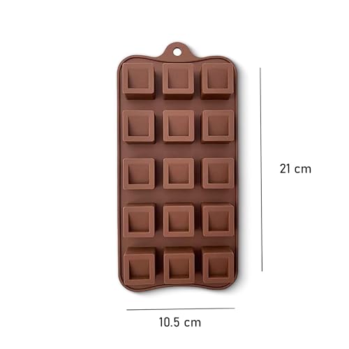Image of HS Square Silicone Mould, Non-Stick Food Grade Silicone Mould for Chocolate, Candy, Jelly & Ice Cube (Brown)