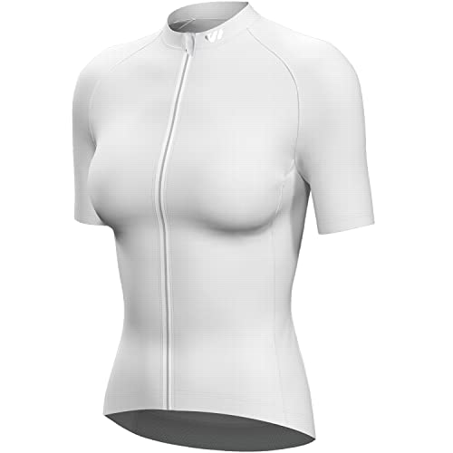 Lo.gas Radtrikot Damen Kurzarm,Fahrradtrikot Rennrad Trikot Atmungsaktiv Frauen Fahrrad Shirt Sommer Fahrradjacke Radfahren Top Mit 3 Taschen Beige M