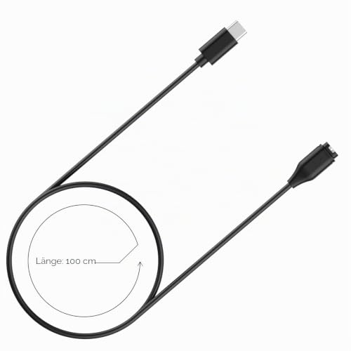 Simpeak 2 Stück Ladegerät Kompatibel mit Garmin Vivoactive 6/5/4/Fenix 8/7/6/Forerunner 165/Venu 3/Approach/Quatix/Vivomove/Instinct, 100cm Ersatz USB Ladekabel und Type C Ladekabel, Schwarz