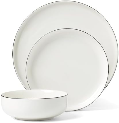 Oneida 896602 24 Seven Black Rim 12-Piece Dinnerware Set