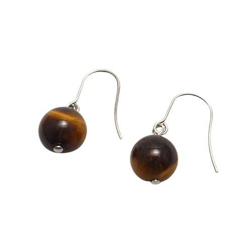タイガーアイ 10mm パワーストーン ピアス 天然石 金運 シルバー ハンドメイド アクセサリー 仕事運 虎目石 サージカルステンレス ピアス (シルバー)