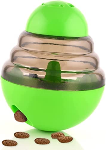 Emily Pets Dog Cat Interactive Tumbler Toy Treat Ball Pet Slow Feeder Food Dispenser Feeding Toy Dog Puzzle Toy for Dog Cat Natural Instinct Fulfillment IQ Active Stimulation (Green)