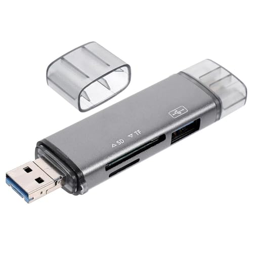 Image of 3 in 1 Card Reader with OTG, SD /TF, USB Type C, USB 3.0, Micro USB - Portable for Memory Cards, Compatible with SDHC, SDXC, MMC, RS-MMC, Micro SDXC