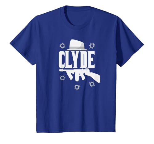 Clyde and Bonnie T-Shirt Halloween Matching Couples Costume T-Shirt, Youth, Royal Blue, Small