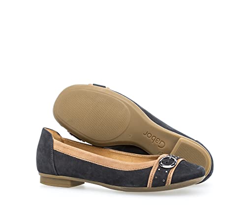Gabor Damen Ballerinas – Klassische Flats Aus Textil Mit Lederfutter, Bequeme 1cm Absatzhöhe