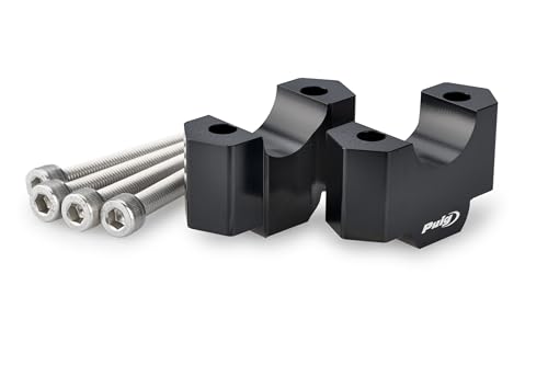 Puig 22183N Riser, Rialzi Manubrio Hi-Tech Parts Da 20Mm Di Altezza, Lavorati In Alluminio Anodizzato, Migliorano La Postura Di Guida Con Stile, Nero