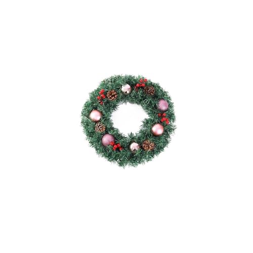 Couronne de Noël de prestige rose 40 cm lot de 2 pour arrangement extérieur raffiné