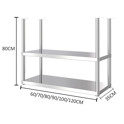 Scaffale da cucina sospeso in acciaio inox - Scaffale a 2 ripiani per la casa