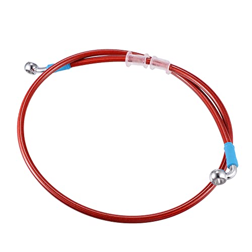 X AUTOHAUX 100cm AN3 M10 Car Brake Line Oil Hose Pipe Fitting 28° 90° Red