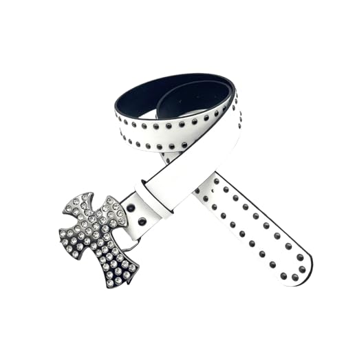 Rivet Studded Rhinestoned Waistband Crossed Large Buckle Waist Belt For Women 90s Hot Girls Trend Fashion Belt