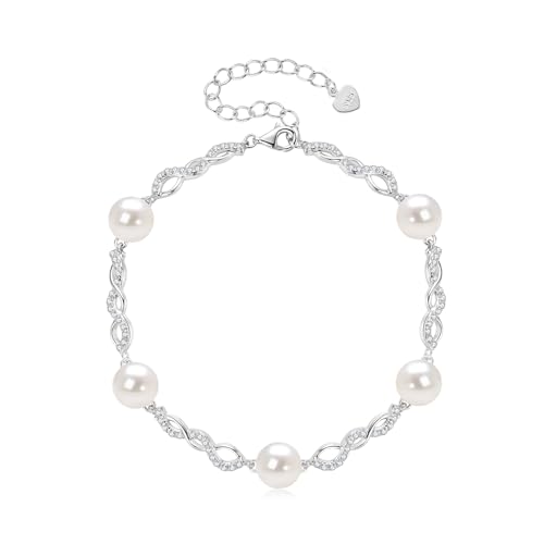 Pearl Bracelet for Women 925 Sterling Silver Freshwater Cultured White