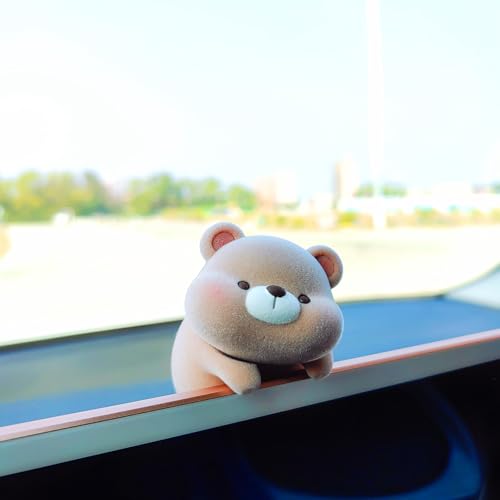 Cute Furry Animal Rear View Mirror Accessories, Car Dashboard Ornament Center Screen Decoration Rearview Mirror Charm, Car Accessories Interior Decor for Women/Men