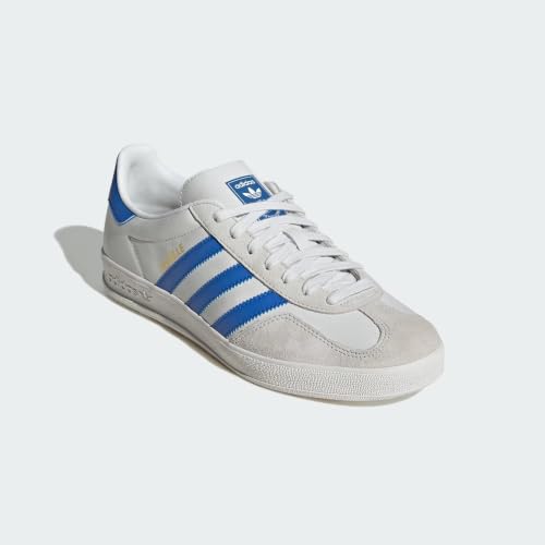 Image of adidas Men's Gazelle Indoor Sneaker, Crystal White /Blue /Grey One, Size 9