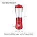 Hamilton Beach Portable Blender for Shakes and Smoothies, 14 Oz BPA Free Travel Cup & Lid, Durable Stainless Steel Blades, Personal Smoothie Blender, Red (51101RV)