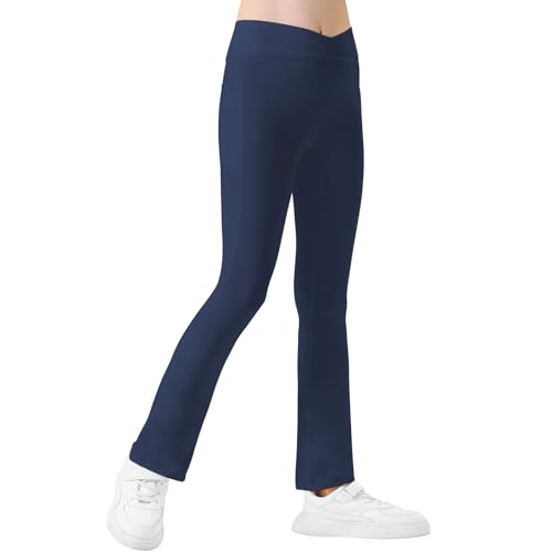 B&GCozy Girls Flared Leggings Yoga Dance Pants Kids Cross High Waisted Pants for Girls with Pockets Size 6-15 Years3