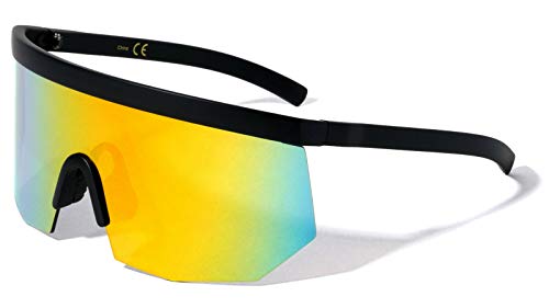 Dweebzilla XL Oversized Semi Rimless Sport Wrap Around Shield Sunglasses
