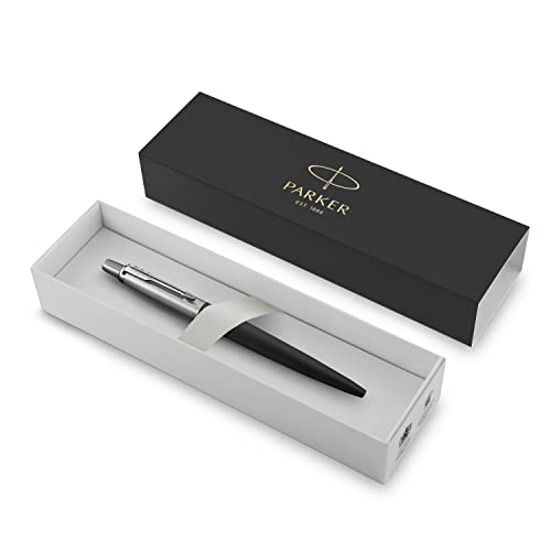 Parker Jotter Ballpoint Pen, Bond Street Black With Chrome Trim, Medium Point, Blue Ink, Gift Box #TOP1
