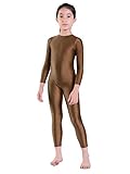 Aoylisey Girls' Full Body Long Sleeve Unitard One Piece Gymnastics Dance Bodysuits for Kids (Brown,...