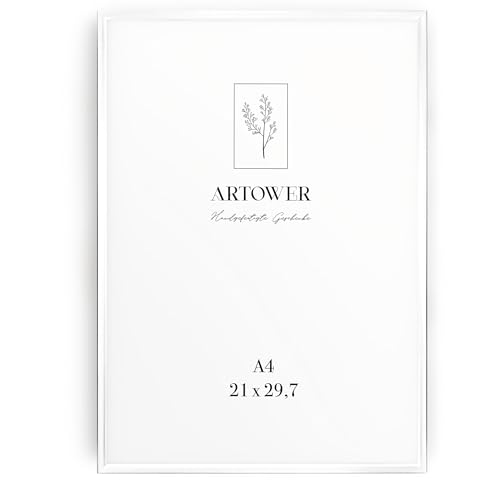 Artower Bilderrahmen Weiß Metall Dünner Rahmen für DIN A4 21 x 29 7 cm | Posterrahmen Groß Collage | Picture Frame Metal 21x30 cm | Aluminium Schmal Bilderrahmen | White Poster Rahmen