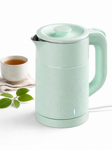 Tuehakny Small Electric Kettle 0.8L, 600W, 304 Stainless Steel Inner, Green
