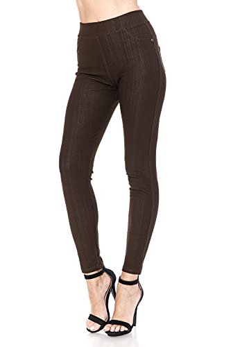 Image of Leggings Depot Women's Cotton Blend Stretch Pull-on Jeggings Casual Pants with Pockets (Available in Plus Size)