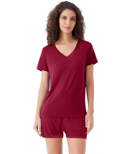 Image of WiWi Viscose from Bamboo Pajamas Set for Women Super Soft Short Sleeve Cooling Summer Plus Size Pjs Sets Sleepwear S-4X