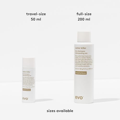 Foto von Evo water kill dry shampoo brunette 200ml I 2-in-1 Trockenshampoo, Styling Spray für alle Haartypen, braunes Haar I Weniger Schäden durch Waschen, Föhnen I vegan, ohne Sulfate