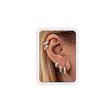 TINGN Juego de 5 pares de aretes de aro pequeños para mujer, chapados en oro de 14 quilates, ligeros, para cartílago, para múltiples piercings, joyería de moda, Circonita cúbica