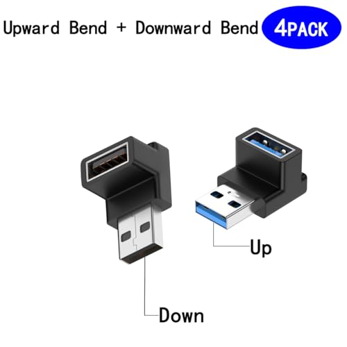 4 Pack adaptador USB 3.0 ángulo de 90 grados macho a hembra miniatura 2