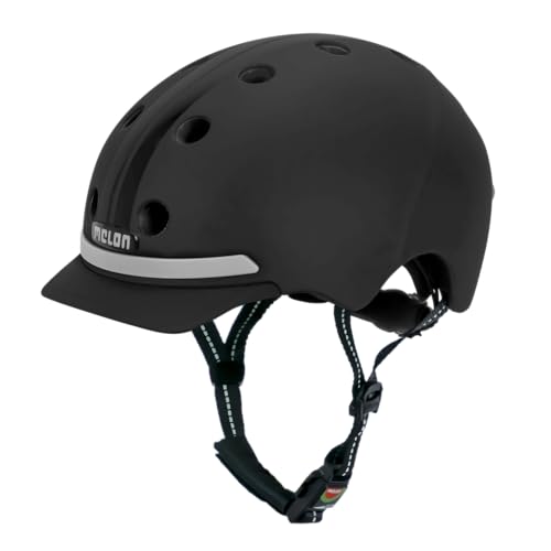 Melon Fahrradhelm E-Series »Black Ice« für Damen & Herren | sicherer Cityhelm mit Beleuchtung | Front- und Rücklicht | M-L (52-58 cm) | schwarz