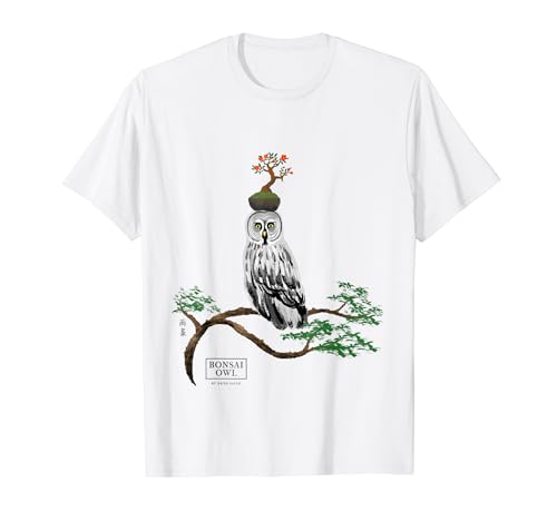 BONSAI Owll | Great grey owl with Japanese quince Bonsai T-Shirt